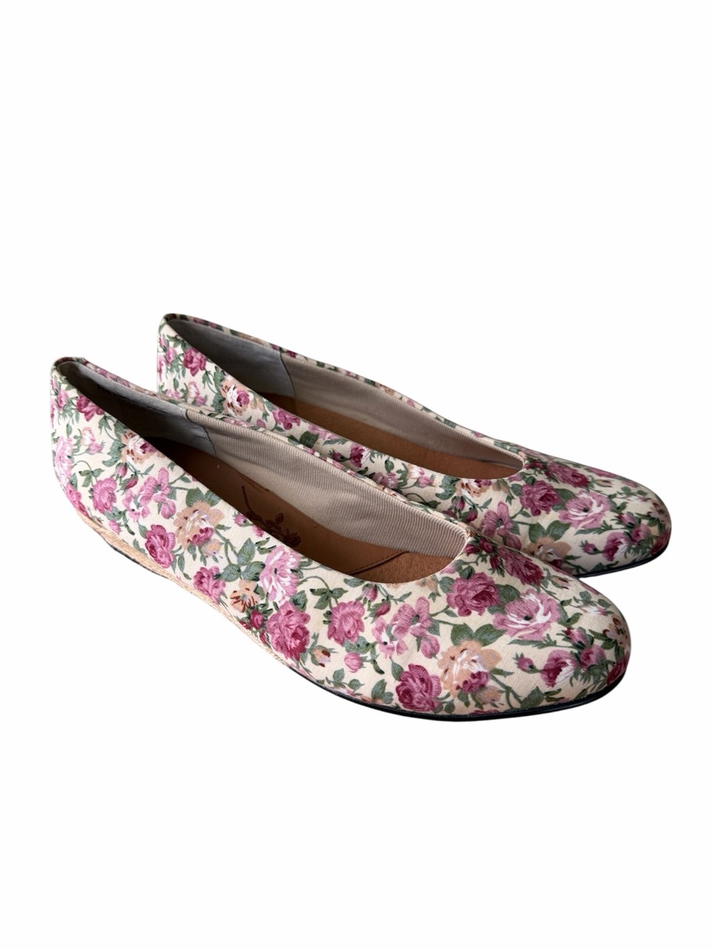 Ros Hommerson Rose Floral Espadrille Wedge Flats NWOT Size 10W